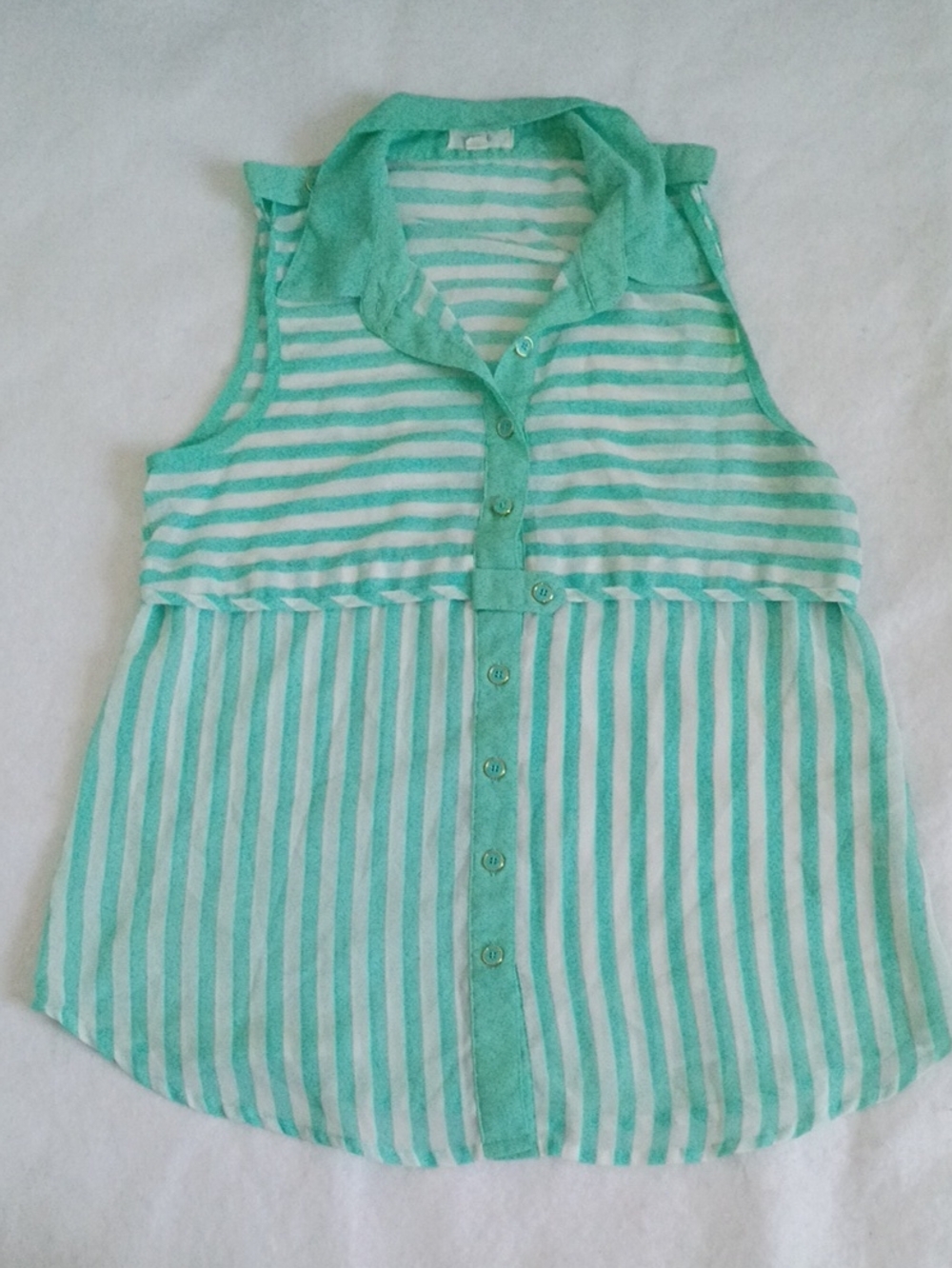 MINE Teal/White Striped Top